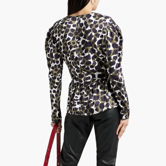 By Malene Birger - Orites Leopard Printed Peplum Long Sleeve Blouse - Size 42 - Picture 3 of 8